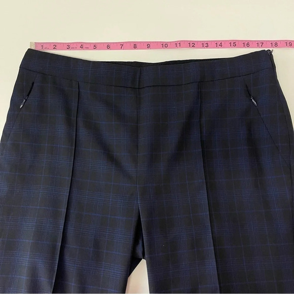 Carlisle New York Pants Womens 12 Black Navy Blue Plaid Wool Blend Side Zip - Picture 8 of 12